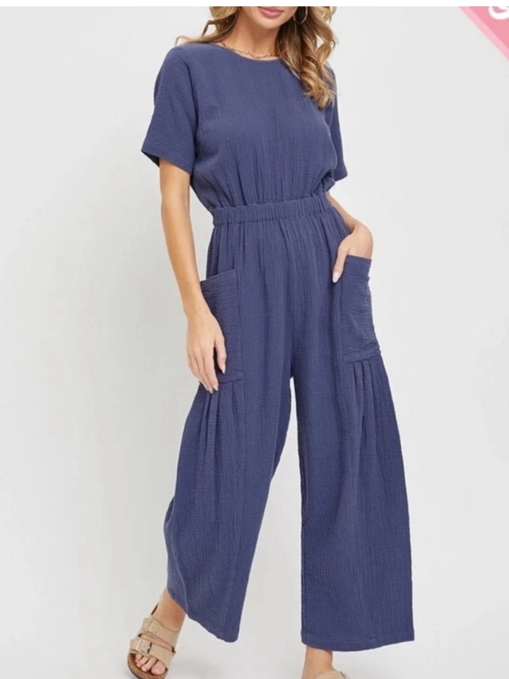 Sweet lovely but Jen gauze jumpsuit navy size 3x